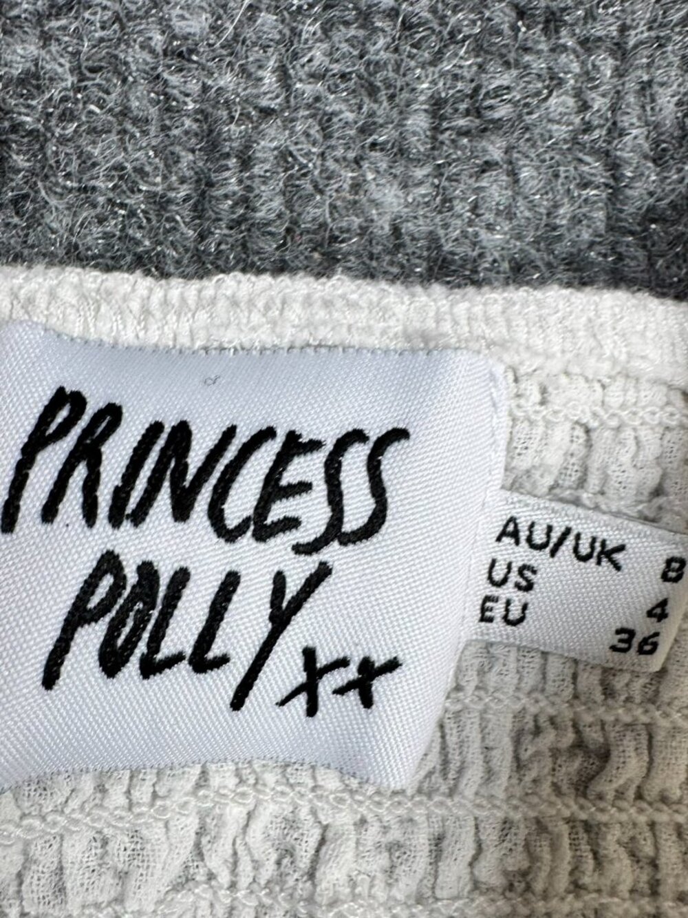 Princess Polly White Cotton Tie Front Smocked Crop Top Size US 4 - Picture 3 of 5